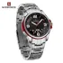 NAVIFORCE 9215 Men Wristwatch Top Brand Luxury Waterproof Watch Original Stainless Steel Sport Military Quartz Male Clock - Silver Black Red